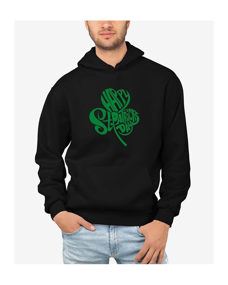 Men's St. Patrick's Day Shamrock Word Art Hooded Sweatshirt Black $28.20 Sweatshirt