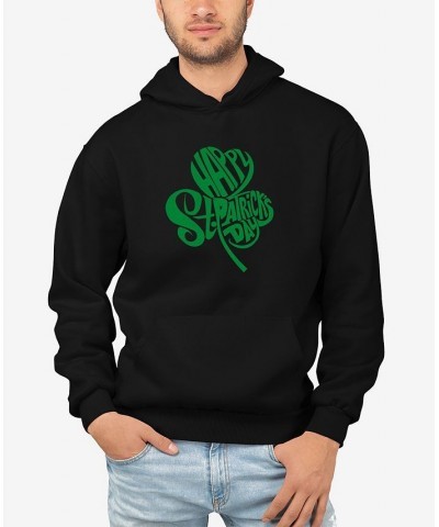 Men's St. Patrick's Day Shamrock Word Art Hooded Sweatshirt Black $28.20 Sweatshirt