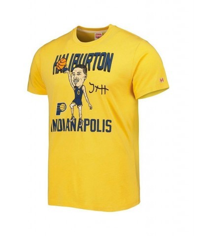 Men's Tyrese Haliburton Gold Indiana Pacers Caricature Tri-Blend T-shirt $20.64 T-Shirts