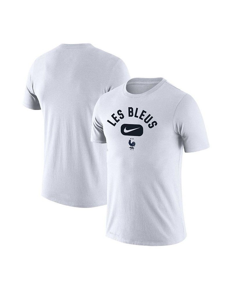 Men's White France National Team Lockup Legend Performance T-shirt $22.50 T-Shirts