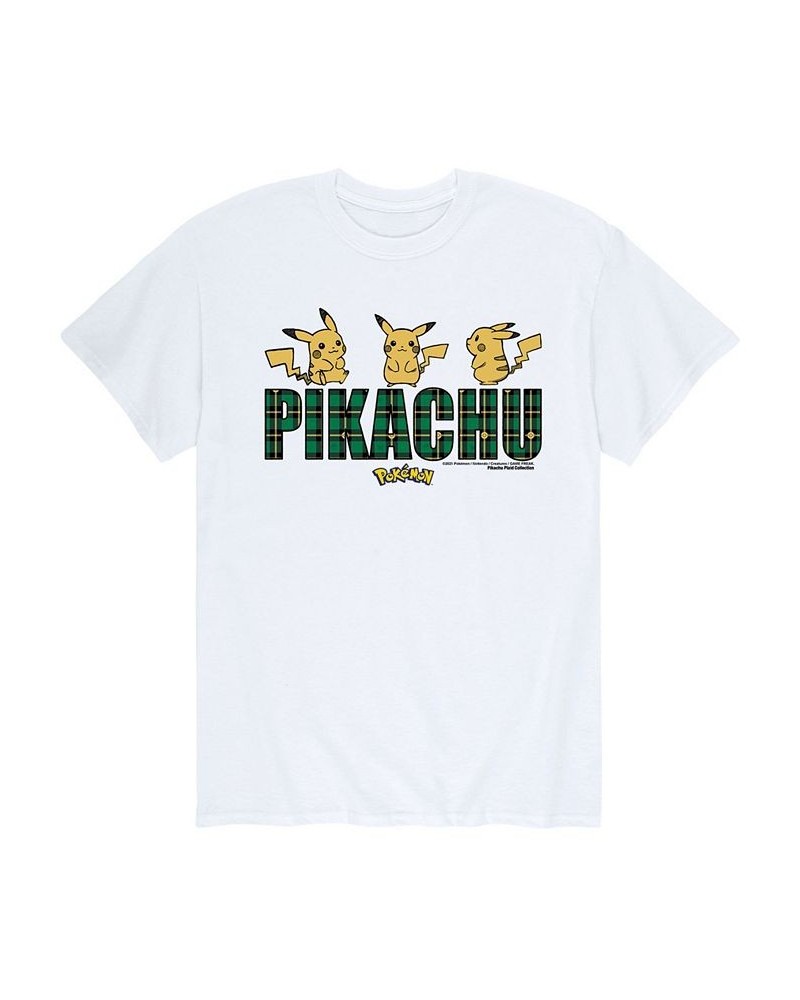 Men's Pokemon Plaid Logo T-shirt White $19.94 T-Shirts