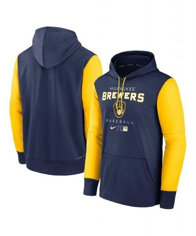 Men's Navy, Yellow Milwaukee Brewers Authentic Collection Performance Hoodie $45.00 Sweatshirt