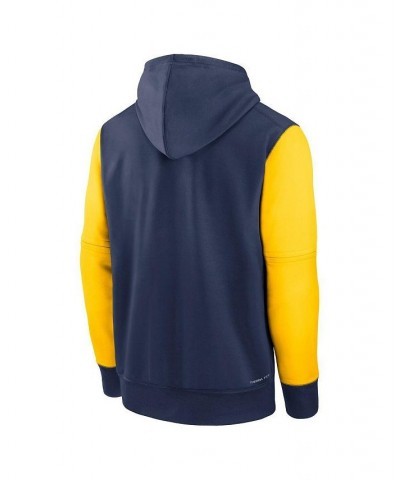 Men's Navy, Yellow Milwaukee Brewers Authentic Collection Performance Hoodie $45.00 Sweatshirt