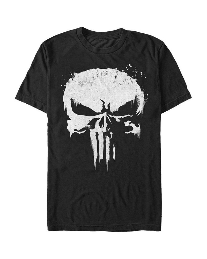 Marvel Men's Punisher White Paint Splattered Skull Short Sleeve T-Shirt Black $16.10 T-Shirts