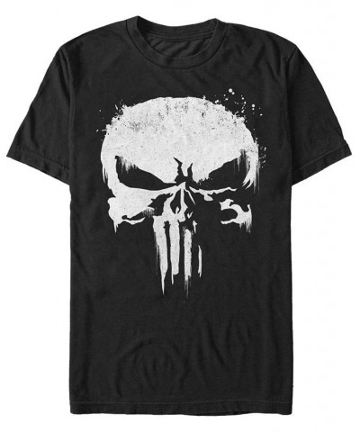 Marvel Men's Punisher White Paint Splattered Skull Short Sleeve T-Shirt Black $16.10 T-Shirts