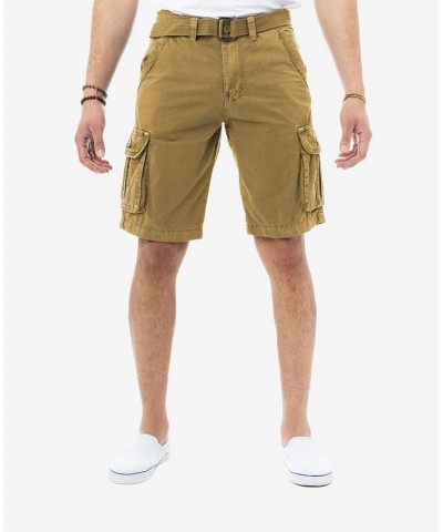 Men's Belted Twill Tape Cargo Shorts New Khaki $25.58 Shorts