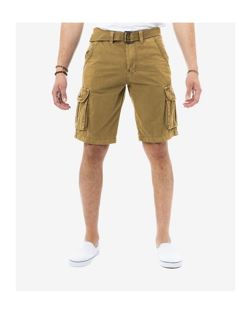 Men's Belted Twill Tape Cargo Shorts New Khaki $25.58 Shorts