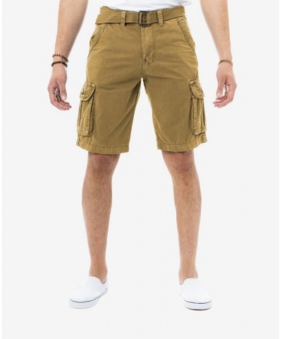 Men's Belted Twill Tape Cargo Shorts New Khaki $25.58 Shorts