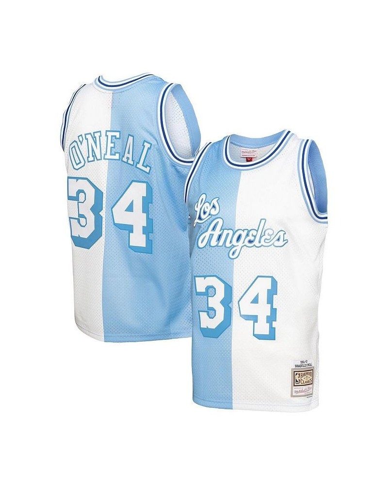 Men's Shaquille O'Neal Powder Blue, White Los Angeles Lakers Big and Tall Hardwood Classics 1996-97 Split Swingman Jersey $42...