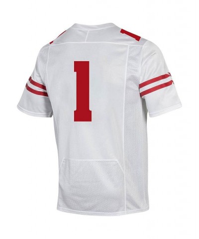 Men's 1 White Wisconsin Badgers Replica Football Jersey $39.60 Jersey