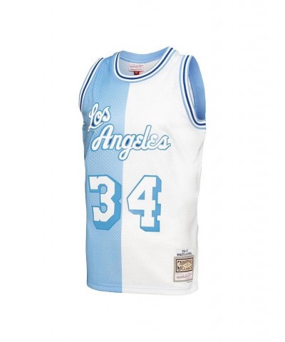 Men's Shaquille O'Neal Powder Blue, White Los Angeles Lakers Big and Tall Hardwood Classics 1996-97 Split Swingman Jersey $42...