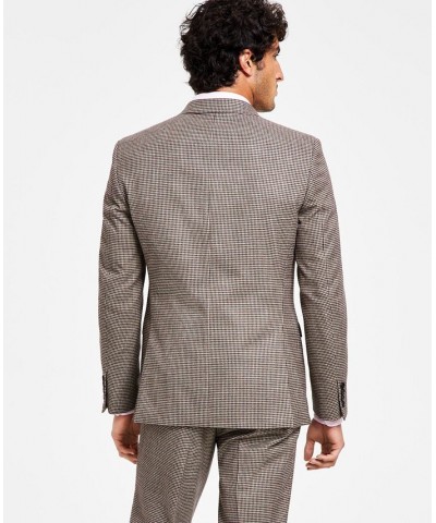 Men's Slim-Fit Check Suit Separate Jacket Red $77.40 Suits