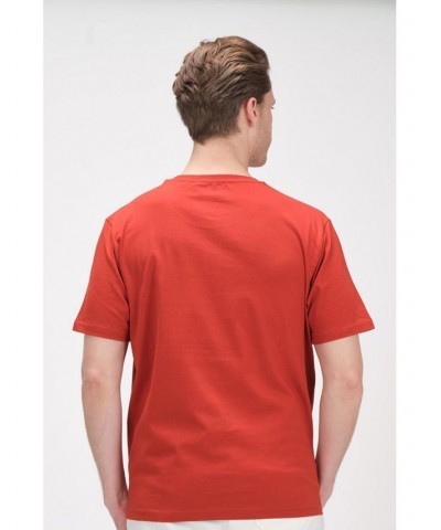 Men's Modern Print Fitted Palms T-shirt Red $36.40 T-Shirts