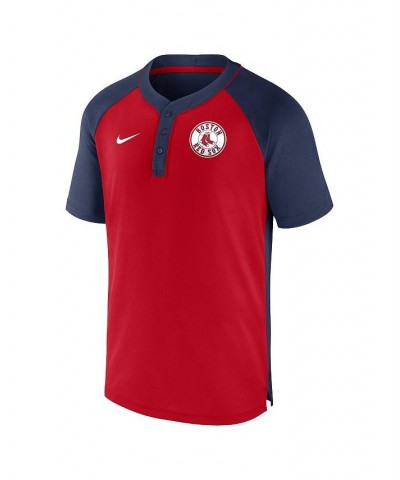 Men's Navy, Red Boston Red Sox City Plate Performance Henley Raglan T-shirt $39.20 T-Shirts