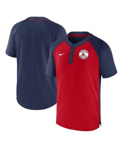 Men's Navy, Red Boston Red Sox City Plate Performance Henley Raglan T-shirt $39.20 T-Shirts