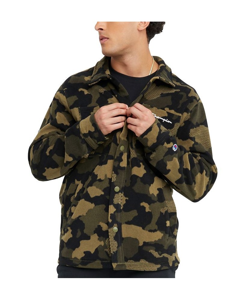 Men's Explorer Fleece Camo Shirt Jacket Mesh Camo Cargo Olive $31.35 Jackets