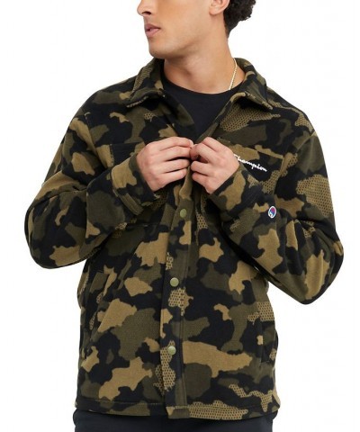 Men's Explorer Fleece Camo Shirt Jacket Mesh Camo Cargo Olive $31.35 Jackets