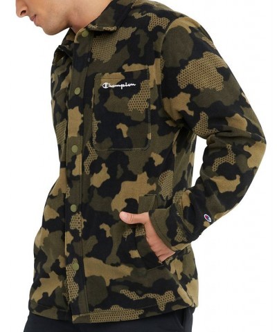 Men's Explorer Fleece Camo Shirt Jacket Mesh Camo Cargo Olive $31.35 Jackets