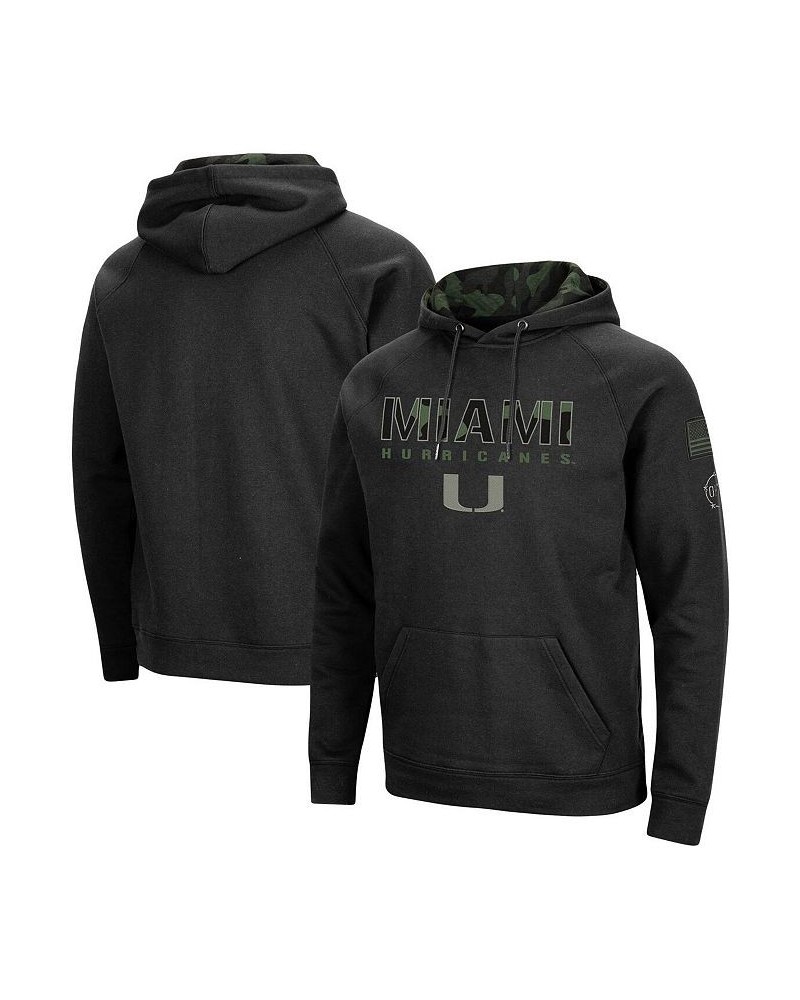 Men's Black Miami Hurricanes OHT Military-Inspired Appreciation Camo Pullover Hoodie $37.50 Sweatshirt