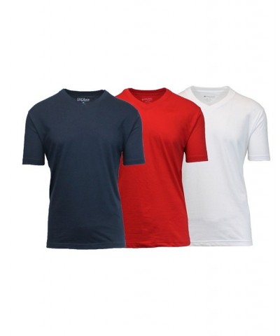 Men's Short Sleeve V-Neck T-shirt, Pack of 3 White-Red-Navy Tan/Beige $23.20 T-Shirts