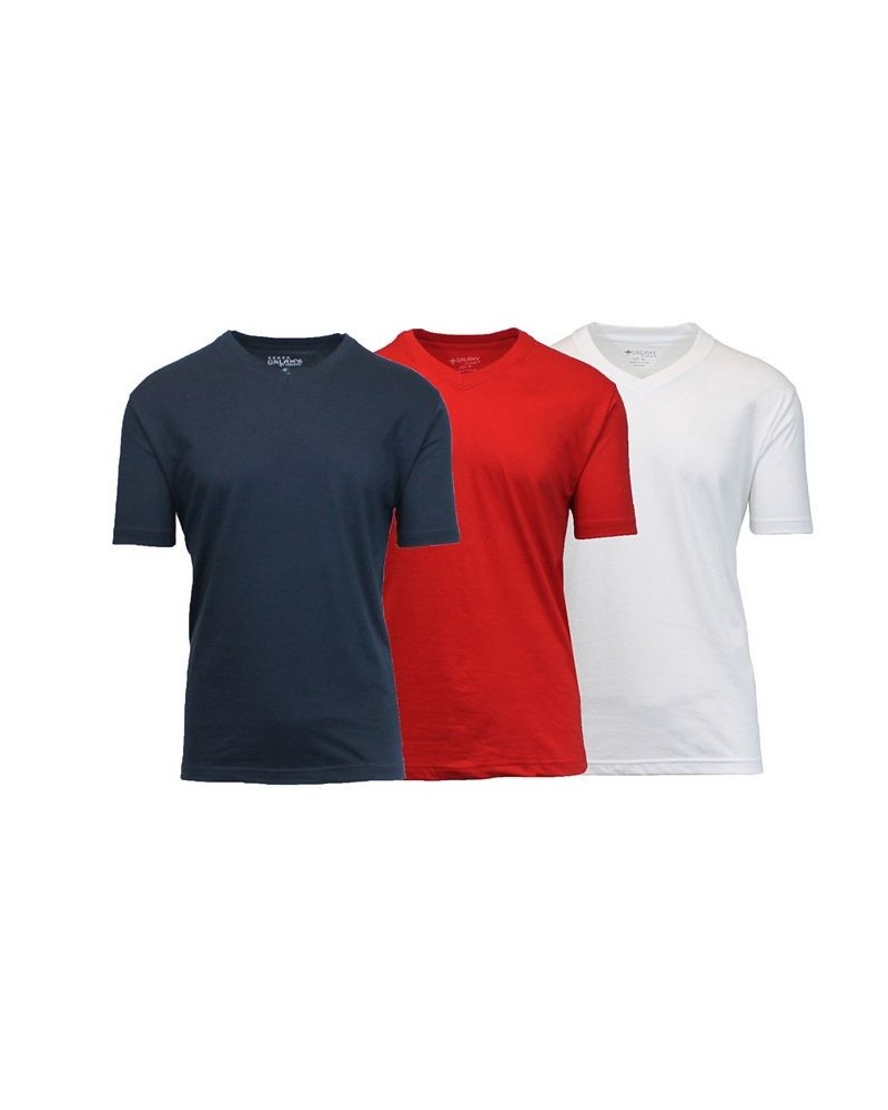 Men's Short Sleeve V-Neck T-shirt, Pack of 3 White-Red-Navy Tan/Beige $23.20 T-Shirts