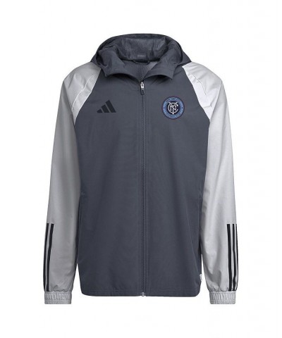 Men's Charcoal New York City FC All-Weather Raglan Hoodie Full-Zip Jacket $57.60 Jackets