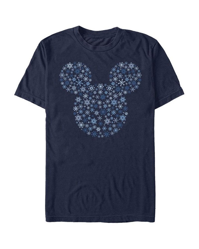 Men's Mickey Snow Short Sleeve T-Shirt Blue $18.89 T-Shirts