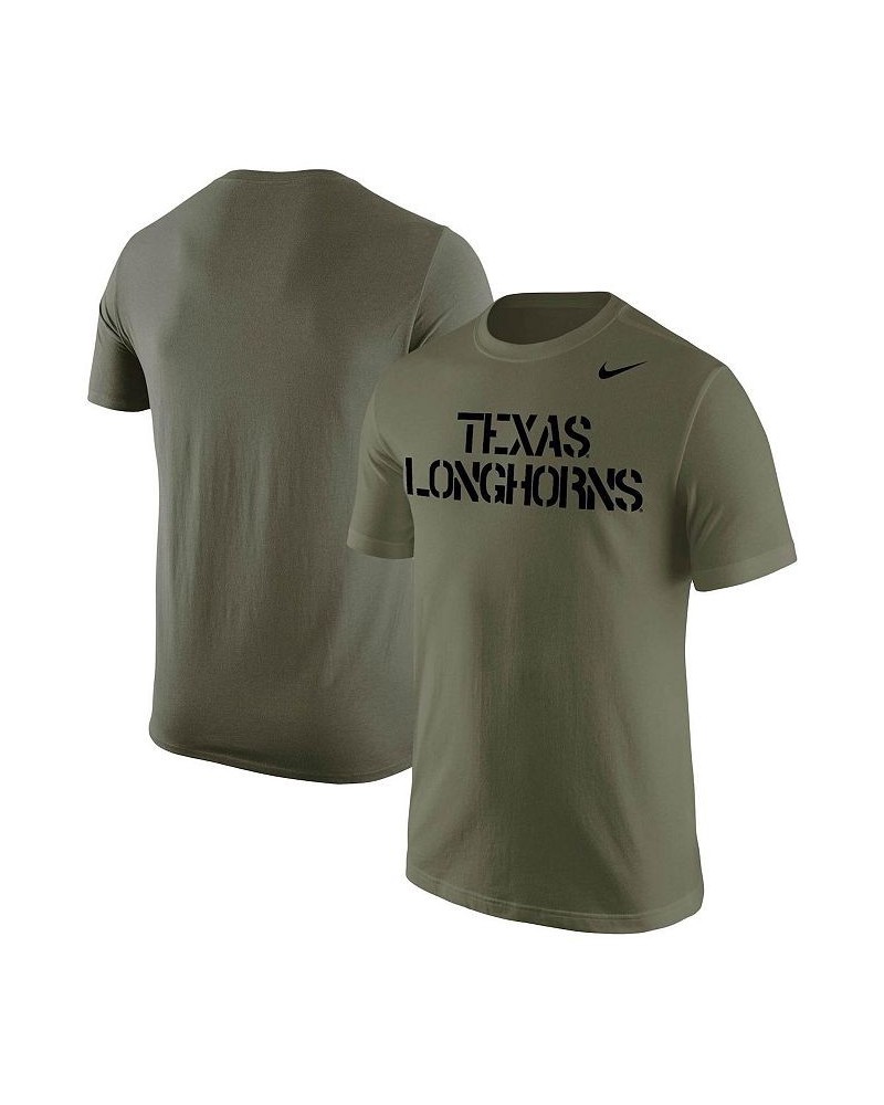 Men's Olive Texas Longhorns Stencil Wordmark T-shirt $16.40 T-Shirts