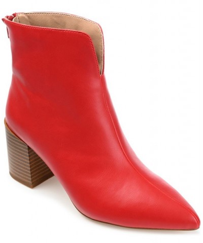 Women's Kayden Block-Heel Booties Red $60.00 Shoes