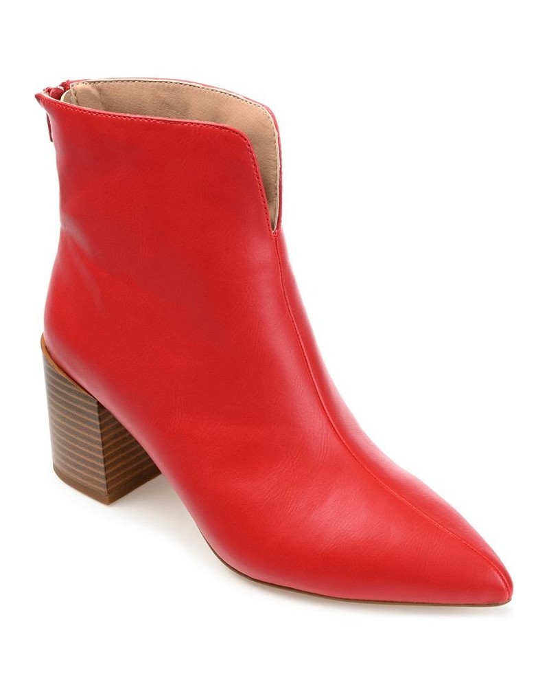 Women's Kayden Block-Heel Booties Red $60.00 Shoes