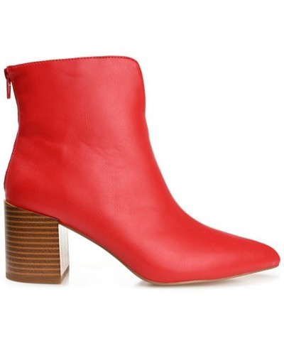 Women's Kayden Block-Heel Booties Red $60.00 Shoes