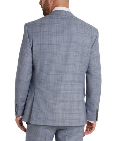 Men's Classic-Fit Blue and Tan Plaid Suit Gray $191.40 Suits