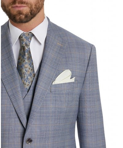 Men's Classic-Fit Blue and Tan Plaid Suit Gray $191.40 Suits