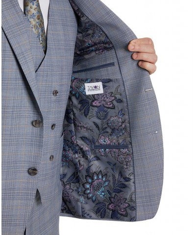 Men's Classic-Fit Blue and Tan Plaid Suit Gray $191.40 Suits