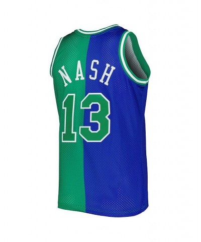 Men's Steve Nash Blue and Green Dallas Mavericks Hardwood Classics 1998-99 Split Swingman Jersey $34.41 Jersey