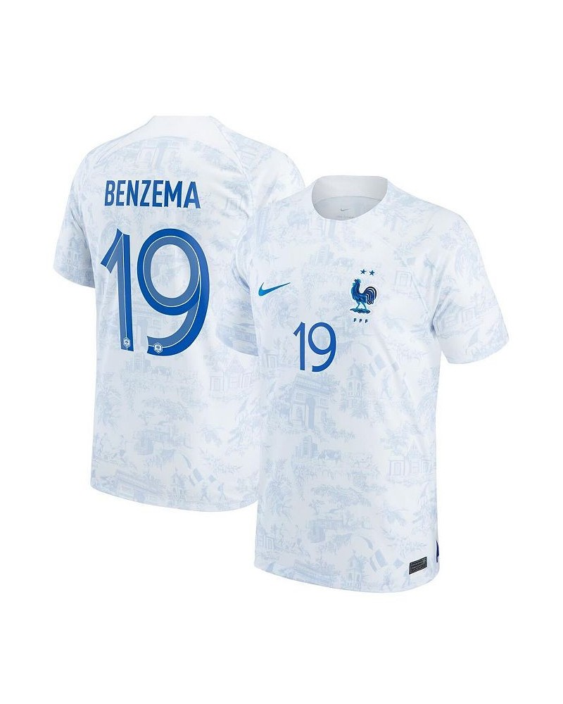 Men's Karim Benzema White France National Team 2022/23 Away Breathe Stadium Replica Player Jersey $60.20 Jersey