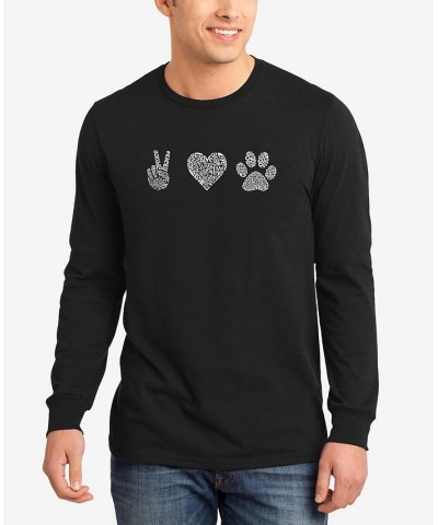 Men's Peace Love Dogs Word Art Long Sleeves T-shirt Black $23.99 T-Shirts