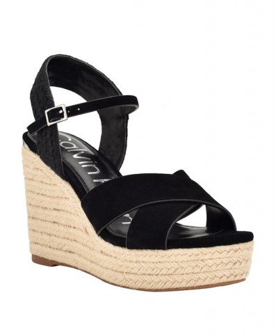 Women's Elory Espadrille Wedge Dress Sandals Black $40.46 Shoes