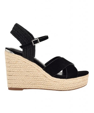 Women's Elory Espadrille Wedge Dress Sandals Black $40.46 Shoes