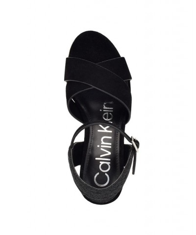 Women's Elory Espadrille Wedge Dress Sandals Black $40.46 Shoes