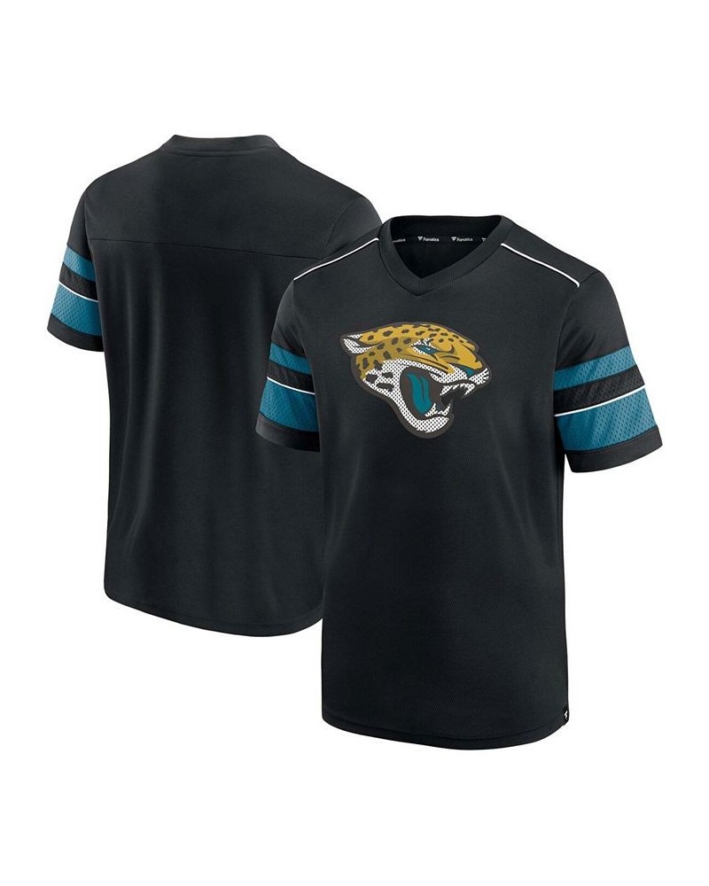 Men's Black Jacksonville Jaguars Textured Hashmark V-Neck T-shirt $27.25 T-Shirts