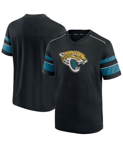 Men's Black Jacksonville Jaguars Textured Hashmark V-Neck T-shirt $27.25 T-Shirts