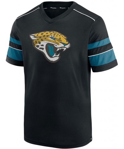 Men's Black Jacksonville Jaguars Textured Hashmark V-Neck T-shirt $27.25 T-Shirts