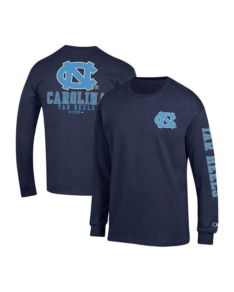 Men's Navy North Carolina Tar Heels Team Stack Long Sleeve T-shirt $24.00 T-Shirts