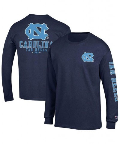 Men's Navy North Carolina Tar Heels Team Stack Long Sleeve T-shirt $24.00 T-Shirts