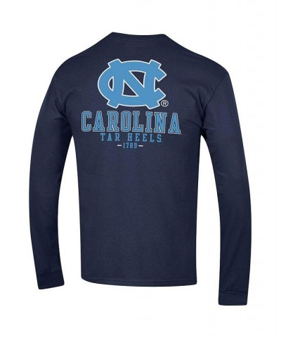 Men's Navy North Carolina Tar Heels Team Stack Long Sleeve T-shirt $24.00 T-Shirts