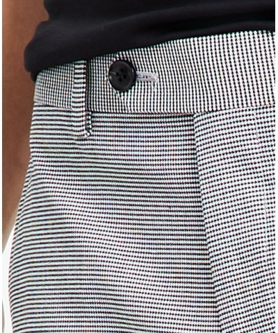 Men's Slim-Fit Black & White Pattern Suit Separate Pants Houndstooth $29.44 Suits