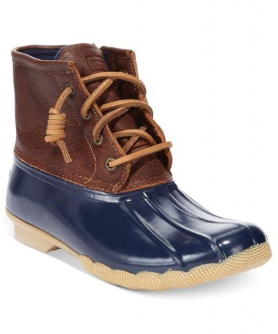 Women's Saltwater Duck Booties Blue $38.70 Shoes