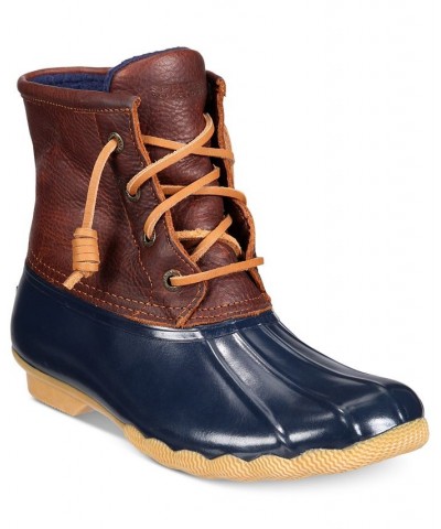 Women's Saltwater Duck Booties Blue $38.70 Shoes