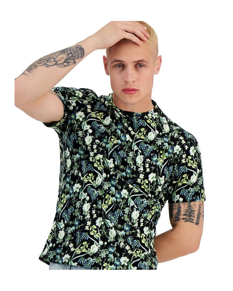 Men's Regular-Fit Floral Graphic T-Shirt Black $21.36 T-Shirts